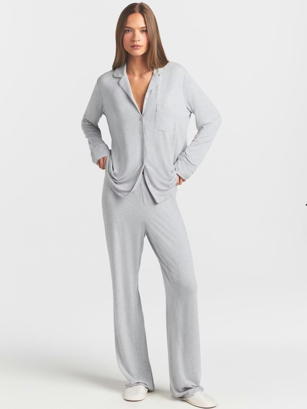 SKIMS Sleep Long Sleep Set Light Heather Grey NWT